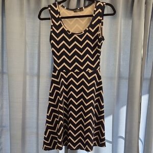 Chevron Patterned Blue and White Mini Dress